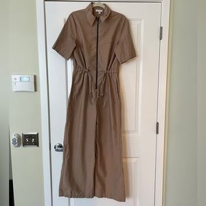 Topshop Zip-up Short Sleeve Jumpsuit